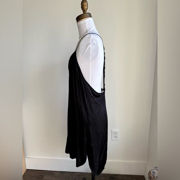 BHLDN SILKY BLACK LACE BACK CHEMISE SLIP MEDIUM - Picture 5 of 9